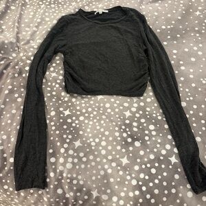 Women's Long Sleeve Gray Crop Top